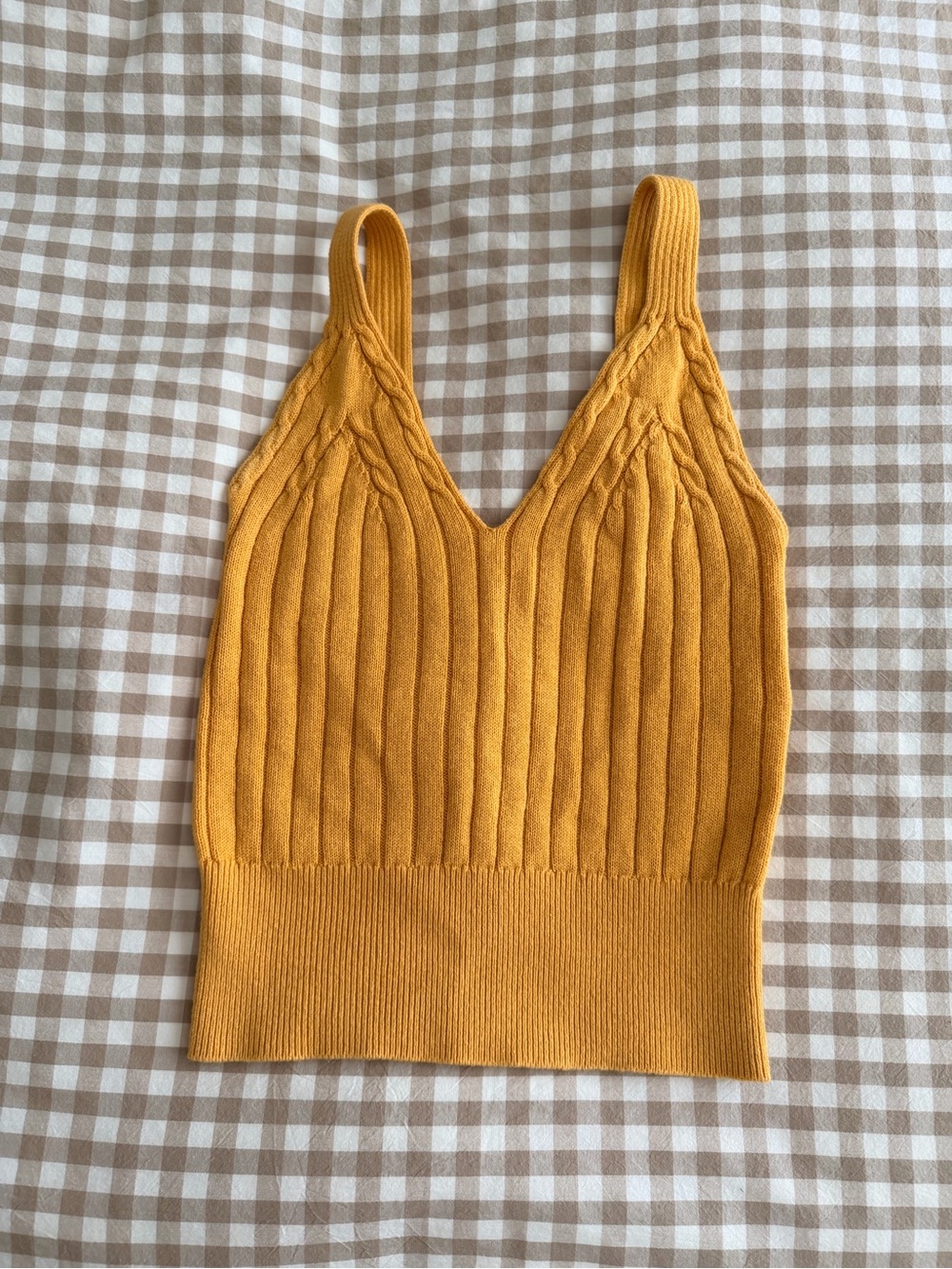 Wilfred Ribbed V‑Neck Knit Tank in Mustard